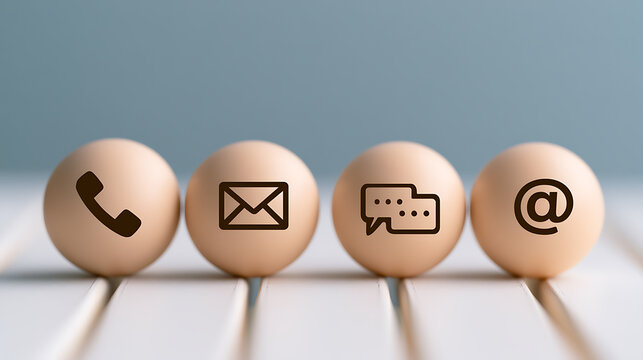 Contact us icons for communication and customer service support, illustrating online social network interactions
