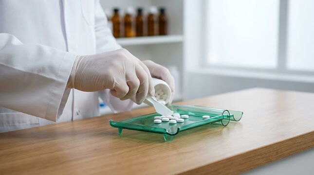 Pharmacist Dispensing Medication in a Pharmacy Setting.