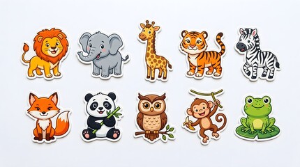 Obraz premium set of cartoon animals stickers