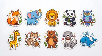 Fototapeta premium Animal Friends & Jungle Cute Stickers
