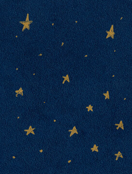 Golden Stars Night Sky Watercolor Illustration for Celestial Mystical Aesthetic Clipart Bundle
