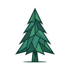 Obraz premium Minimalist Geometric Pine Tree Vector Illustration on White Background