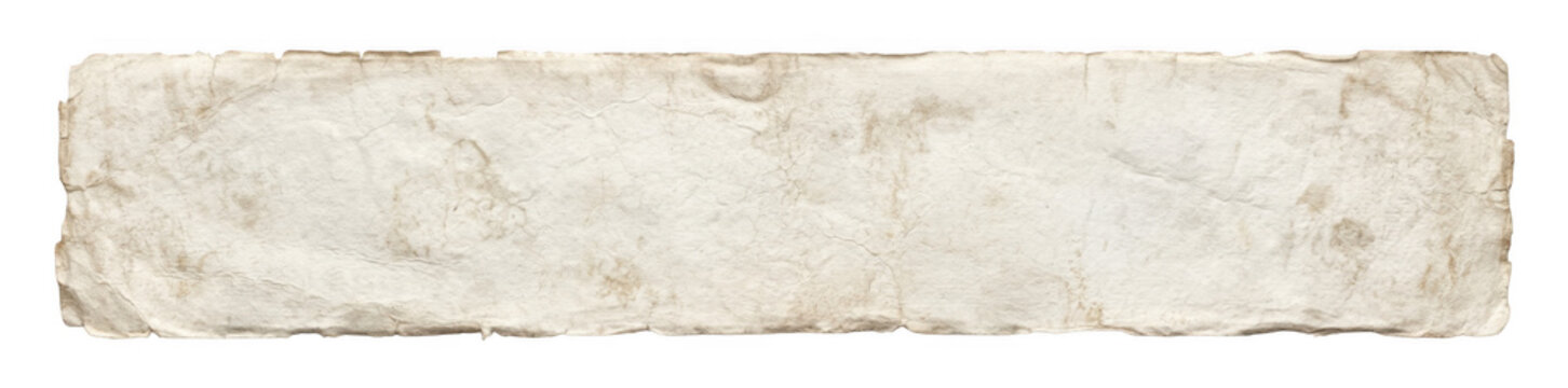 Torn parchment strip with textured fibers during soft daylight for vintage design elements
