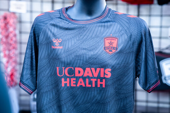 Sacramento Republic FC's new kit draws its pattern from the Eagle and Salmon on the seal of owner Wilton Rancheria, symbols of resilience for the tribe, Sacramento, California, August 2026.