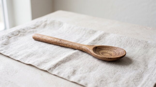 wooden spoon on a linen cloth