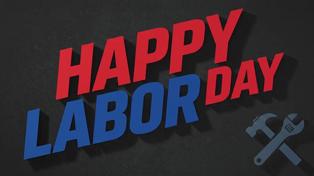 Happy Labor Day celebration greeting text motion background with tools
