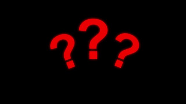 question mark quiz icon animation pop up question mark flat and 3d black background alpha looping 4k question mark confused quiz video.