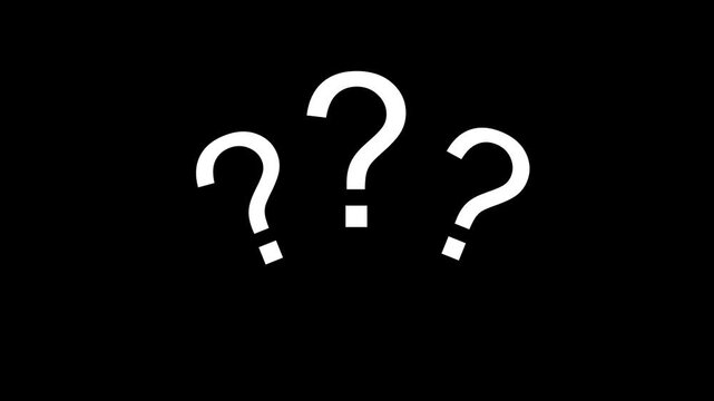 question mark quiz icon animation pop up question mark flat and 3d black background alpha looping 4k question mark confused quiz video.