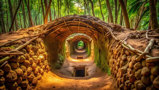 Cu chi tunnel with underground dug out