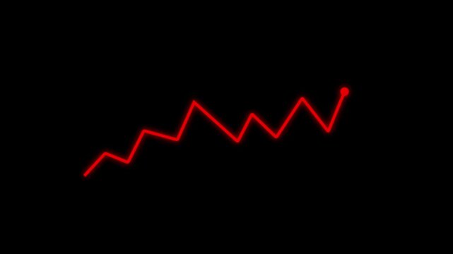 Graph with Upward Trend and Data Point on Black Background chart statistics. Statistics chart with upward moving white line graph and key data points in modern digital design.