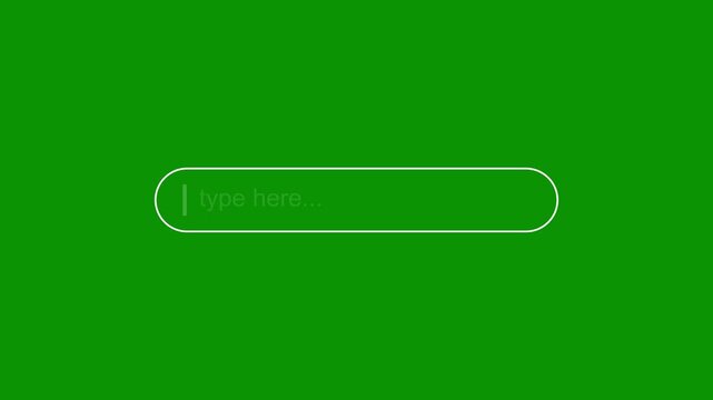 minimal search input field with typing and search button ui animation on transparent background.
