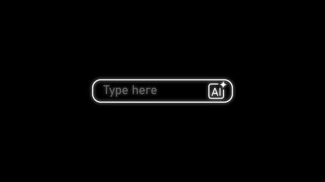ai prompt input field animation with sliding ai icon and typing text.