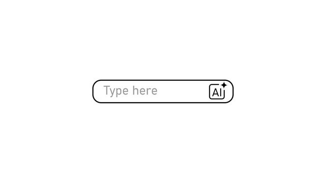 ai prompt input field animation with sliding ai icon and typing text.
