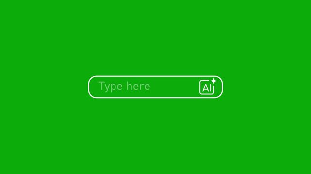 ai prompt input field animation with sliding ai icon and typing text.