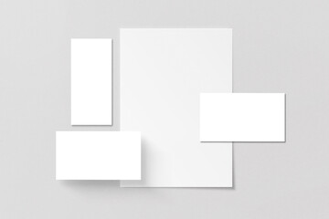 Fototapeta premium Minimal Blank Stationery Mockup Set with Letterhead, Cards, and Vertical Paper