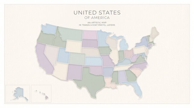 Minimalist United States map illustration showing state boundaries with clean vector design