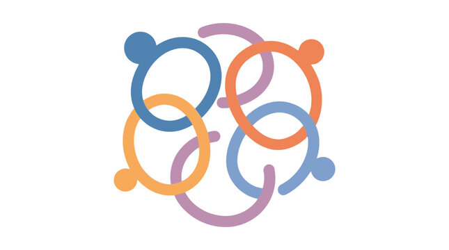 Four interlocking figures forming a community circle icon.