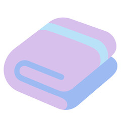 Folded purple towel for bathroom hygiene and drying vector illustration design element.