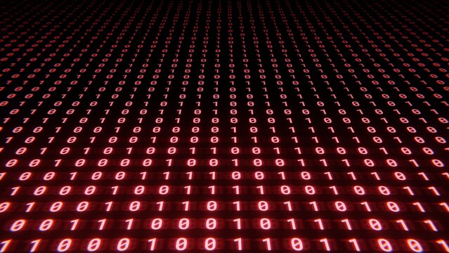 A stream of red binary matrix code on the screen. Hacked screen background