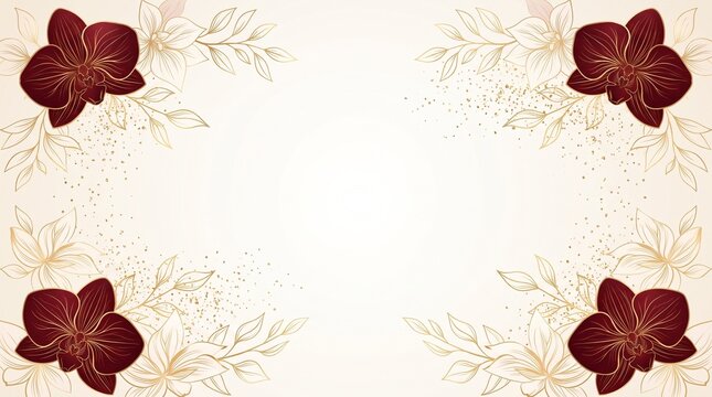 Elegant Burgundy and Gold Floral Thumbnail Background with Copy Space