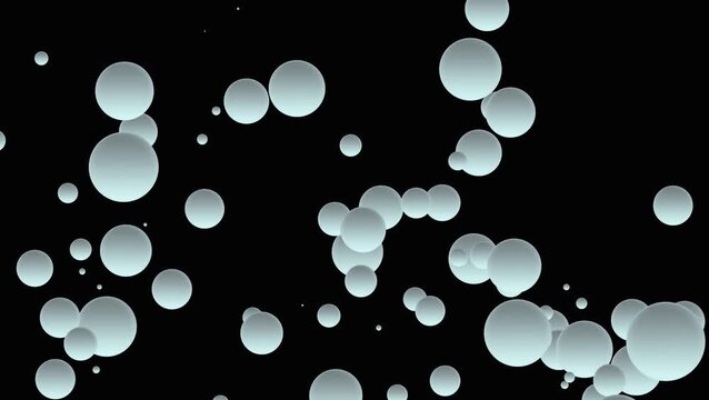 Animated teal bubbles floating dark background motion graphics 4k ultra hd loop. Teal bubbles animation abstract floating particles dark background 4k seamless loop.