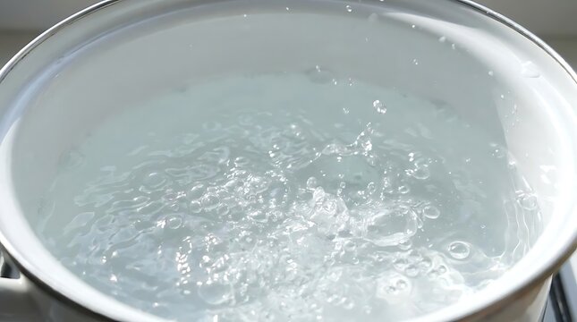 Water boiling in metal pot