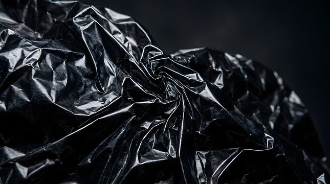 Abstract dark metallic crumpled foil texture background reflecting light highlights with metallic crumpled background abstract