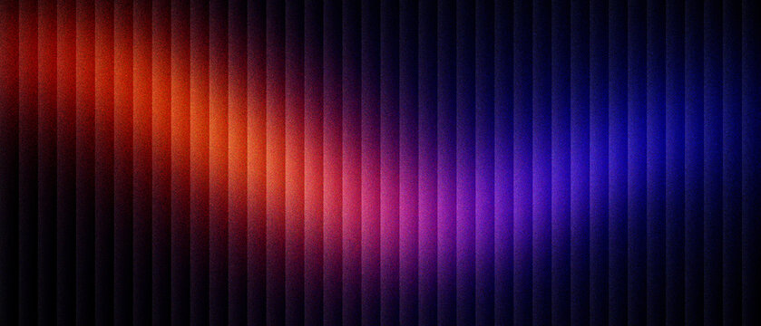 Abstract neon background with vertical lines, glowing red and blue light on dark ribbed texture. Modern futuristic backdrop with vibrant gradient stripes. Sleek digital tech wallpaper design.