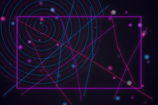 Space image with cosmic grid overlay and celestial objects