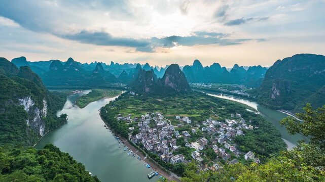 Evening at Laozhai Mountain, Xingping Town, Yangshuo, Guilin