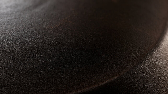 Macro Texture of Black Cast Iron Skillet Surface