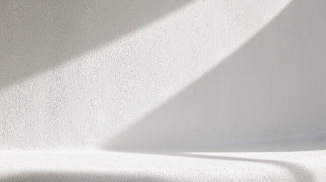 Minimalist White Podium Background with Sunlight Shadows for Product Display