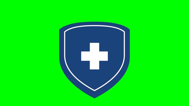 Medical shield icon illustrating protection process for healthcare safety and immune defense