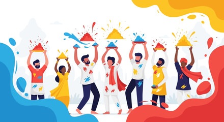 Fototapeta premium People Celebrating With Colorful Cones.