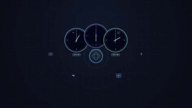 Global Business Team Connecting Across Time Zones via Virtual Digital Interface Motion Graphic