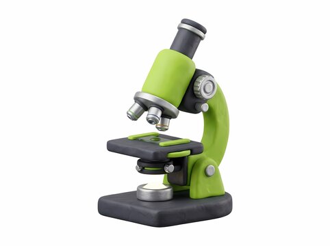 3D Microscope Illustration for Scientific Research, Laboratory Education and Medical Discovery Concept on Isolated White