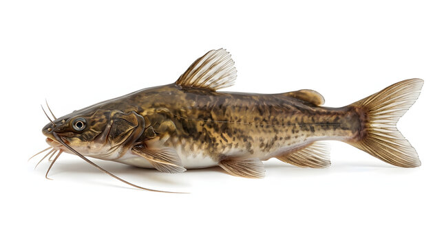 Isolated freshwater catfish in side profile on transparent background for fishing and aquaculture design