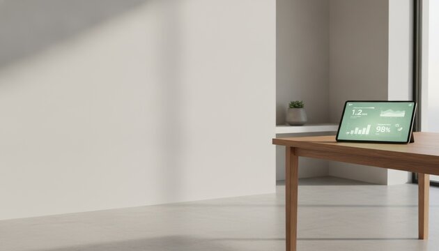 Smart Grid Energy Monitor Displaying Data on Tablet