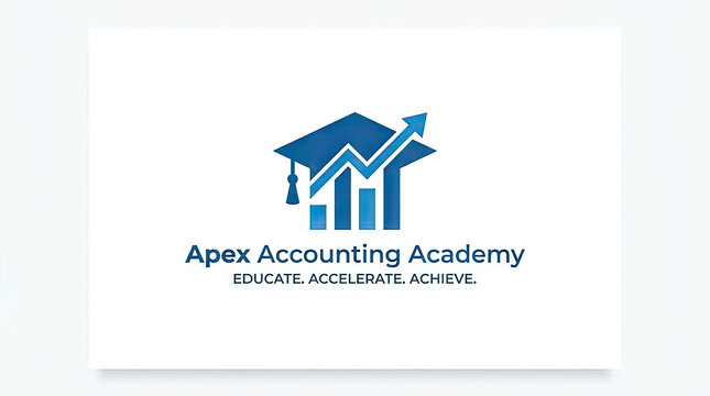 Apex Accounting Academy logo with graduation cap and arrow.