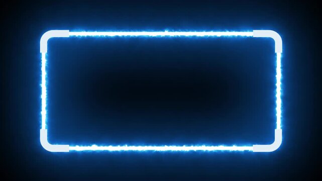 Overlay frame with a glowing cyan neon rectangular alpha channel border ideal for adding a vibrant touch to digital designs and social media graphics.
