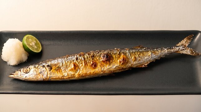 Salt-grilled saury