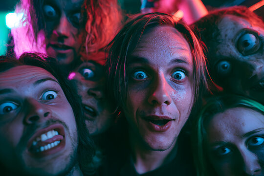 Frightening expressions made by attendees at the party