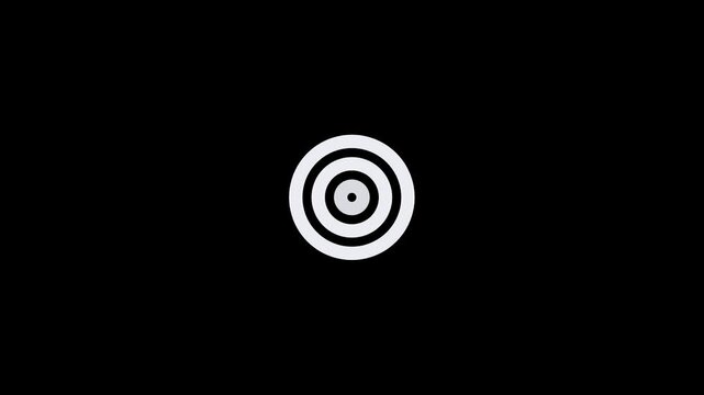 Minimalist white concentric circles graphic design centered on a solid black background.