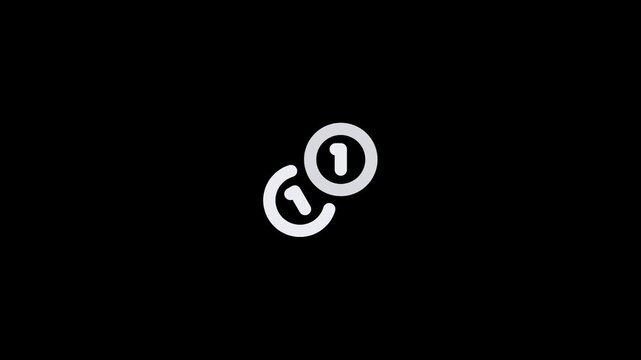 Minimalist icon featuring two overlapping circles with the number one inside each on a black background.