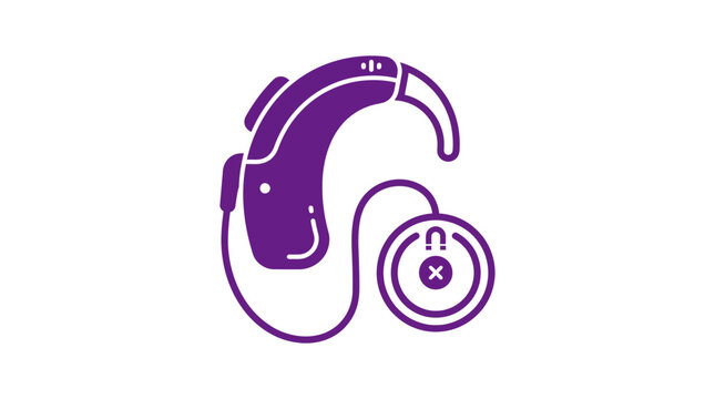 Cochlear Implant Hearing Device Flat Vector Icon