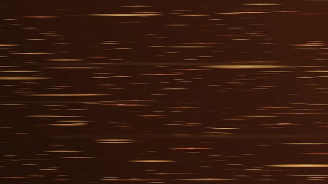 Abstract golden particle streaks moving horizontally on brown background loop 4K
