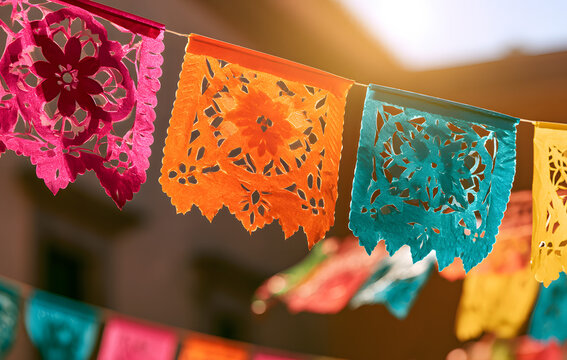 Papel picado, traditional Mexican paper cut banners