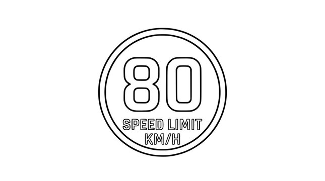 Speed Limit 80 KM/H Sign Isolated