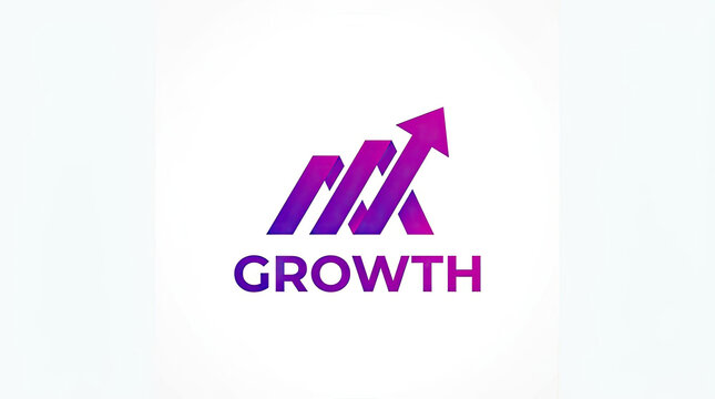 Purple bar chart growth logo with upward arrow.
