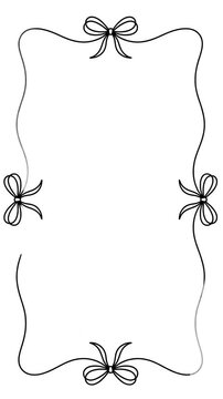 Decorative frame border with tied bows animation on white background